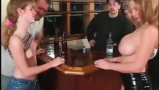 Hot blonde gets fucked in hotel lobby after she gets covered in chocolate cream