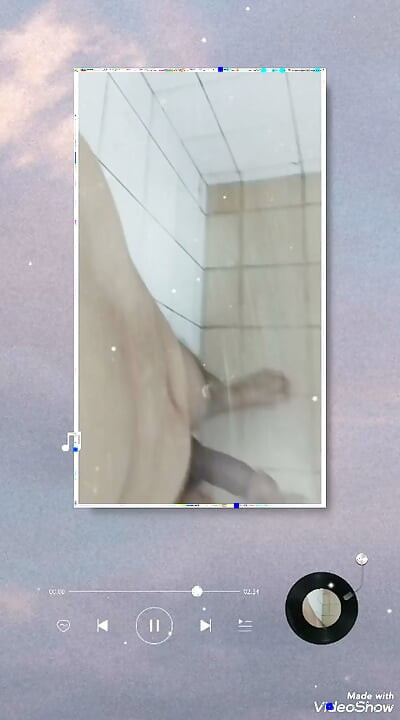 Shower enjoying penis masturbating