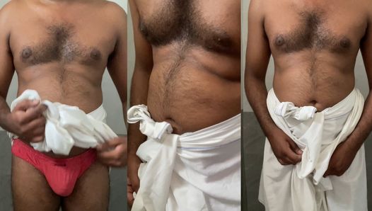 Un papa du Kerala s’enfile une grosse bite et un sarong blanc