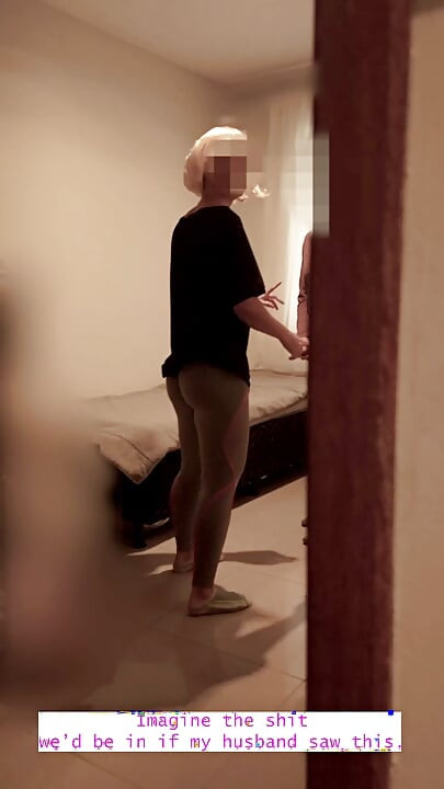 Hot Wife in Yoga Pants Sucks Her Husband's Friend and Gets Fucked in the Spare Room