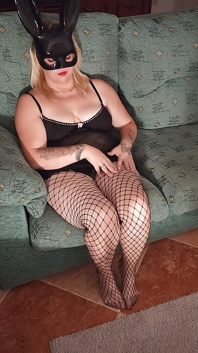 Hot sexy blonde in fishnet