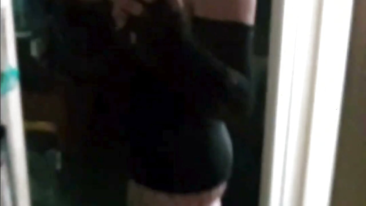 "Thick Ass Redhead in Tight Pink Pants Bathroom Mirror Selfie"