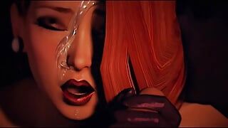 Animation hentai en 3D, orgie orale avec une rousse sexy