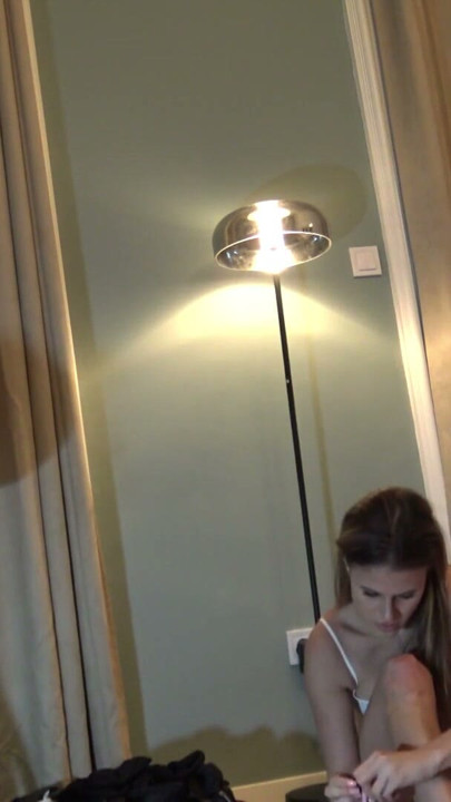 Sexy and Cute College Girl comes for a Casting changes her Clothes and wears a Dress to show her Panties and Ass | Clip 1