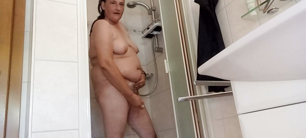 My pot-bellied pig in the shower