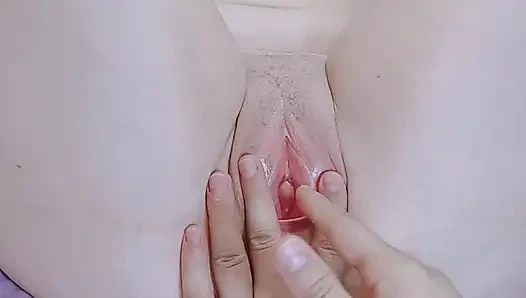 perfect pussy in close-up, closed from the inside