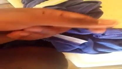 Black cock cumming on purple panties