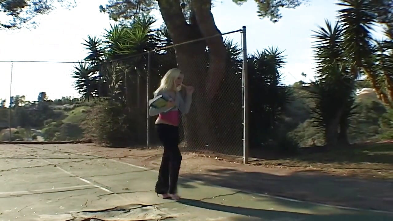 Blonde babe gags on a massive black cock then rides it to a cumshot