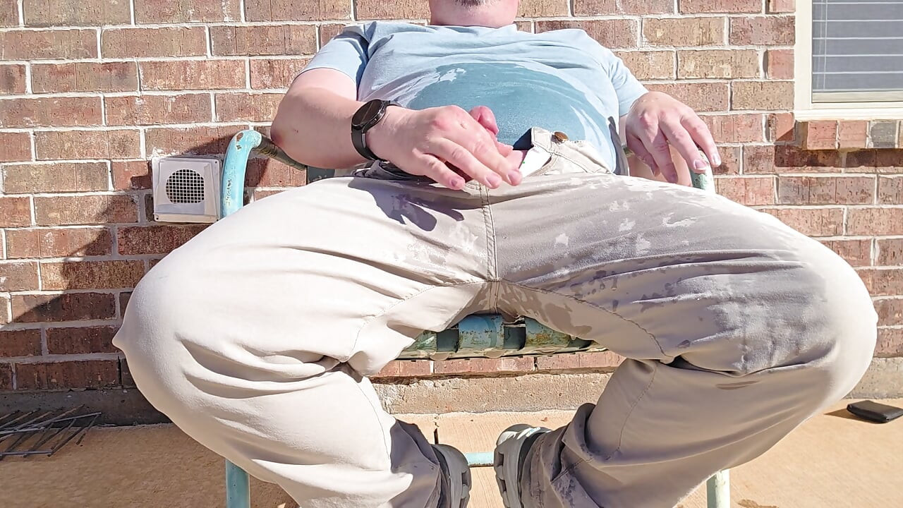 Pissing on myself in the backyard