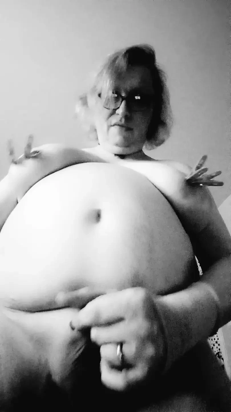 Tits out in ripped stockings  – Long Phone 1 on 1 in B&W