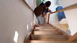 I discover my stepdaughter and her friend fucking on the stairs