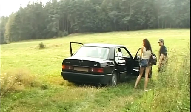 Mature Brunette Devours Cock in Wild Outdoor Group Bang