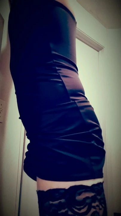 Crossdresser wearing silky dress