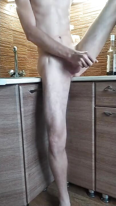 Handjob in the kitchen