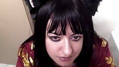 Horny goth girl with mouth full of cum