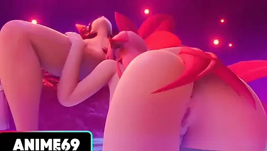 Yeah Miko and Raiden shogun tow girl hard testy lesbian