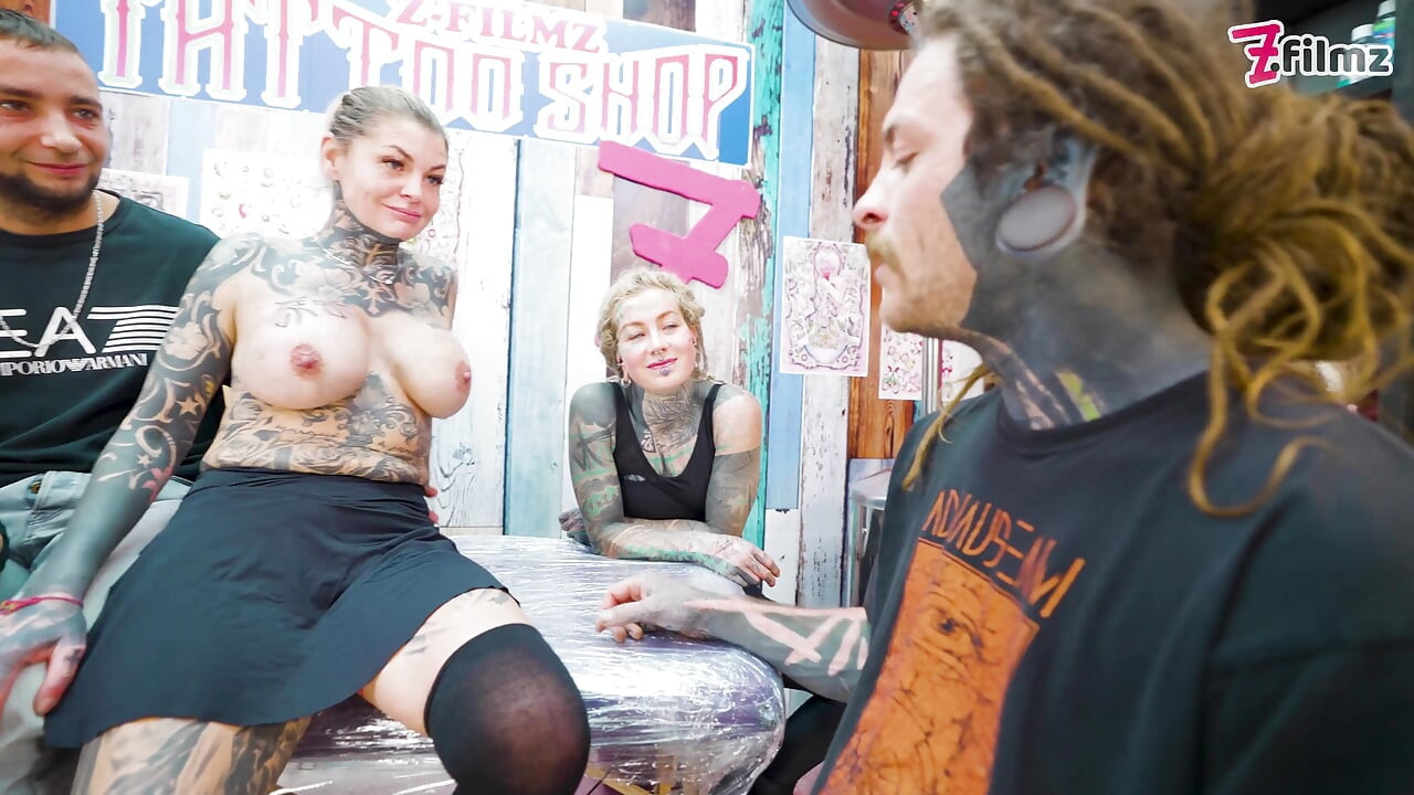 Tattooed Couple Fuck with Big Cocks Merry Gets Inked Foursome