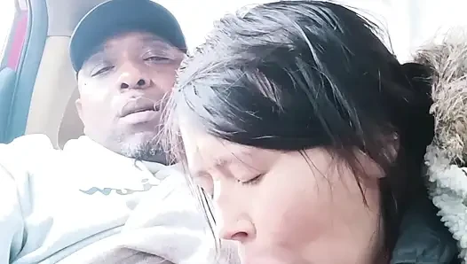 Asian Street Hooker Car Blowjob – Risky Roadside Deepthroat & Swallow & MILF