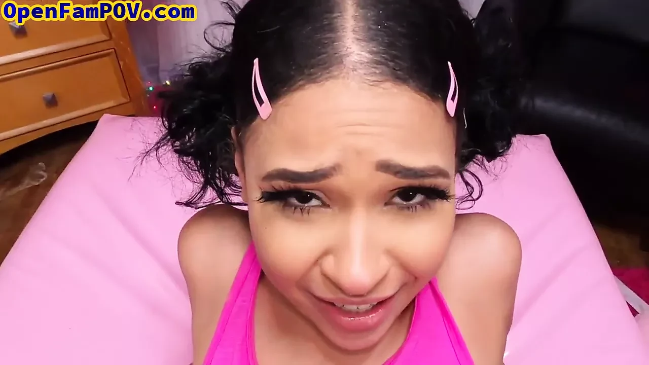 Ebony pierced stepteen gets POV pussynailed by stepdaddy