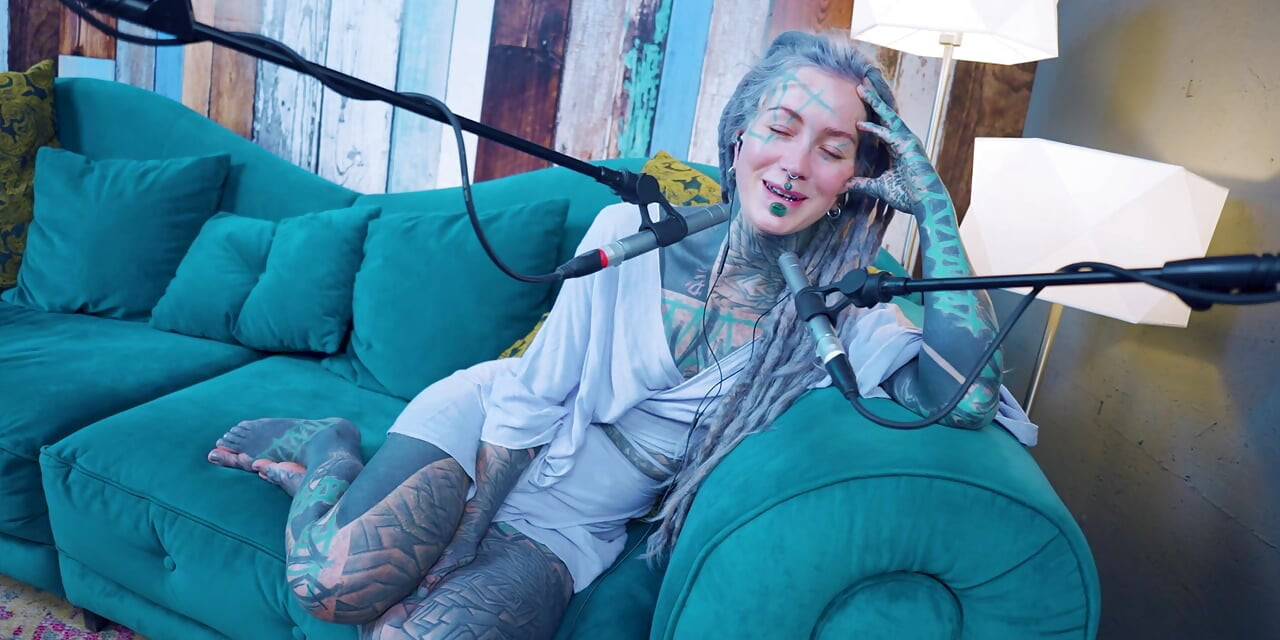 I talk about P - Passion - ASMR podcast SFW talking goth skinny girl dreadlocks tattoo model inked girl