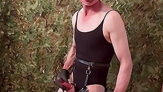 Black Body Shaper Big Penis Black Stockings Wanking