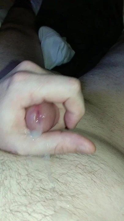 Masturbates into hand
