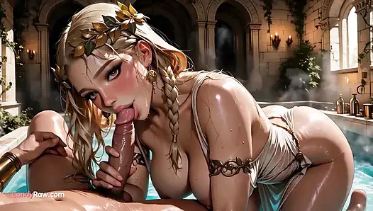 Golden Nymph Found Love In Enchanted Waters - 3D Night