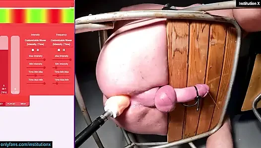 Çılgın azdırma işkencesi - impalement sandalyesinde kısıtlanıyor estim elektro yarak uyarma ve anal dildo prostat sağma