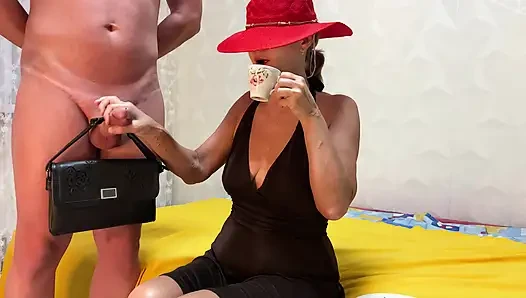 Milf stepmom use her sperm coffee machinemilking handjob .