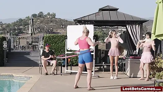 Push-ups test their strength in this wild strip game