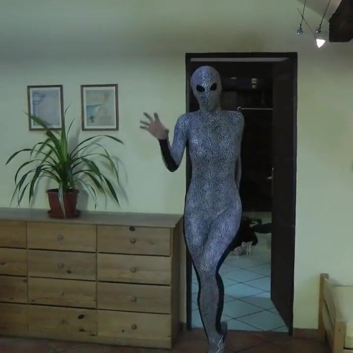 Great strip in a zentai catsuit