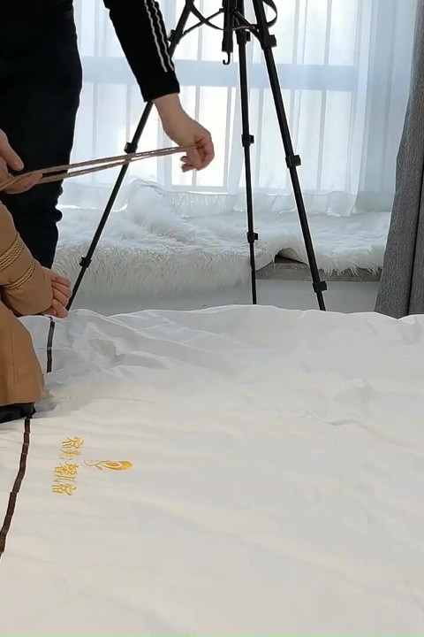 Black Stockings Beauty's Rope Bondage, Pig Binding, Tickling Feet