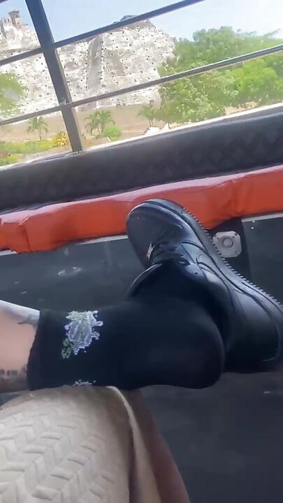 WALKING THROUGH THE CASTLE OF CARTAGENA AND I TAKE OFF MY SHOES TO REST SO THAT YOU CAN WORSHIP MY FEET IN PUBLIC BITCH
