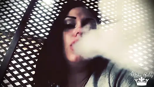 Blowing shisha smoke from itching nose and scratching it all the time!