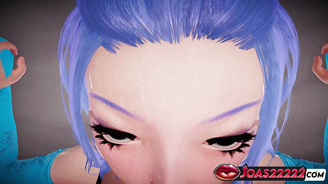 Brighid, a Menina Anime Molhada com Cabelo Azul POV de quatro com Bunda Perfeita, e Missionário no Chão Terminando em Gozada Interna
