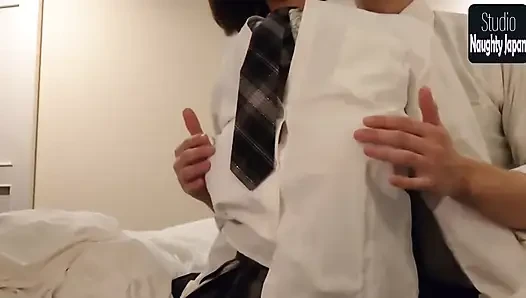 Unexpected Titsjob and Bold Finish with Busty Uniform Girlfriend, Wild Chemistry Caught on Camera 1st