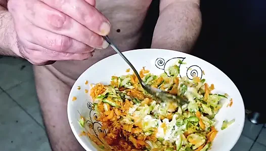 A slave must fuck a salad and cum generously in it. Food fetish, jerk-off instructions, and cum-eating instructions. Bon appetit