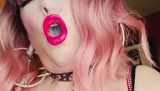 Miss Tina Snua Dressed In Pink Smokes A Richmond Superking Cigarette With Lots Of Dangling - OMI OME Snap Inhales Smoke Rings