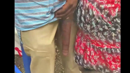 Huge! Big Black Dick Flash in Public Bus Stop