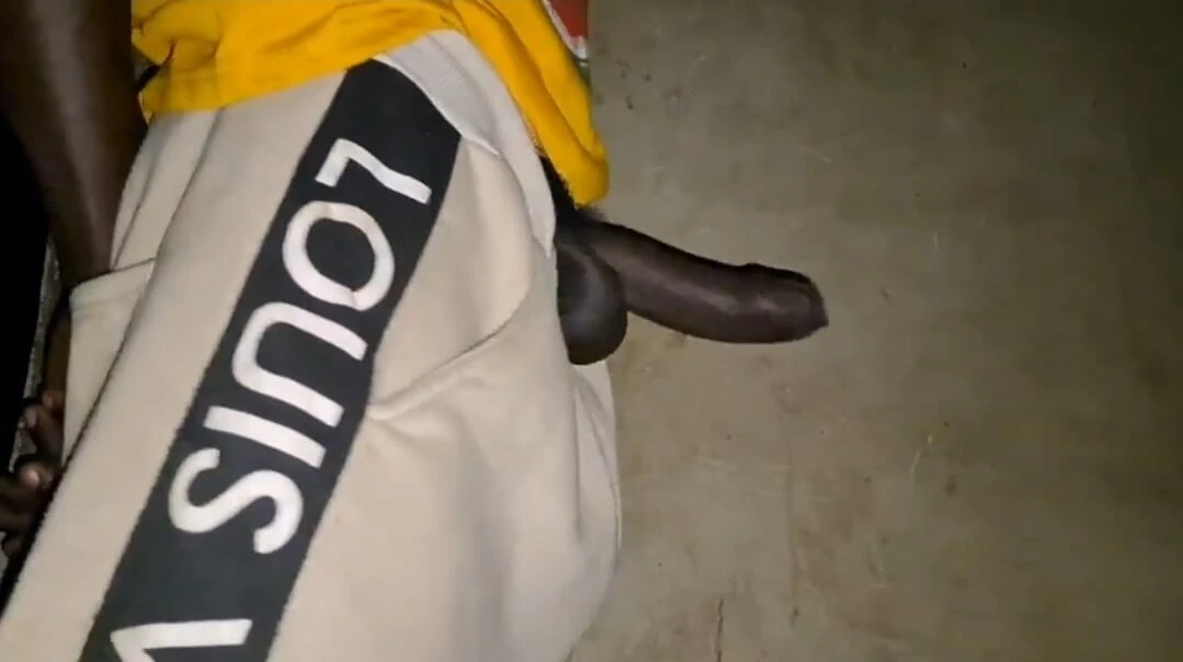 Hot very manly black guy shows off his black cock