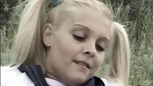 Fantastic Teen Fucked Doggystyle Outdoors and Cummed in Mouth by Huge Cock