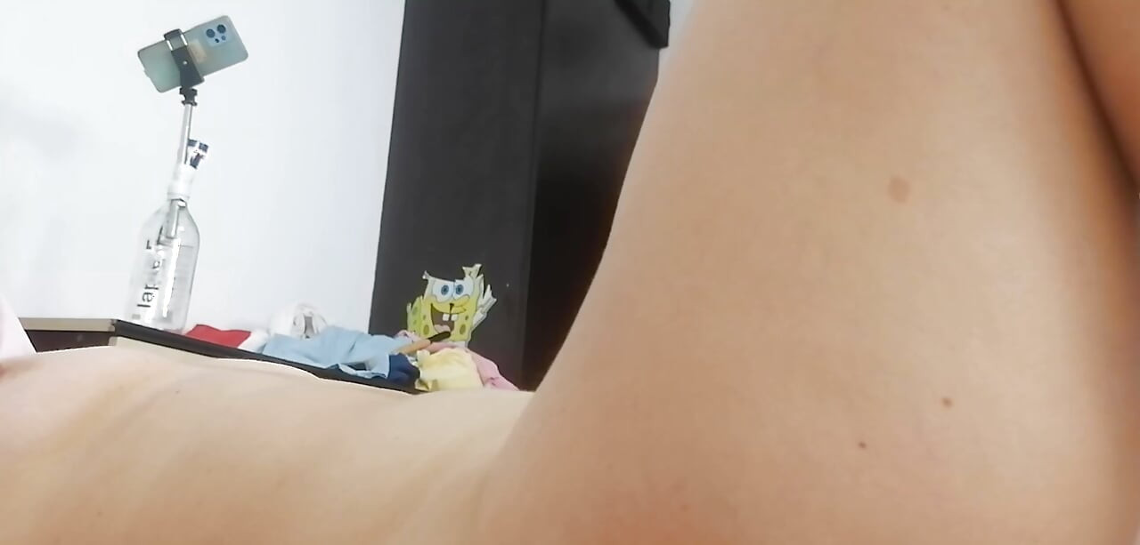 Amateur step-mom masturbates with her fingers in her pussy until orgasm. Amateur step-mom trying on clothes and cutting them.