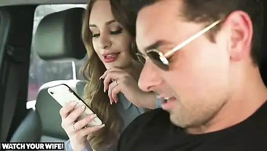 Daisy Stone трахает своего водителя, пока ее муж наблюдает