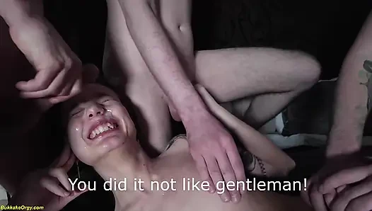 Spermden nefret eden genç kızın ilk bukkake partisi