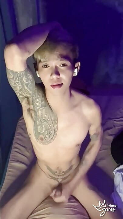 Filipino Inked Horny Twink Teasing and Masturbating Until He Cums