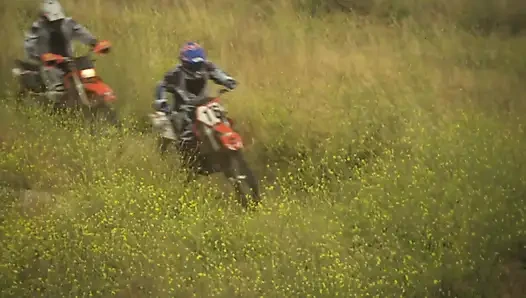 Blonde girl sucks and rides a huge cock on the grass while out on picnic