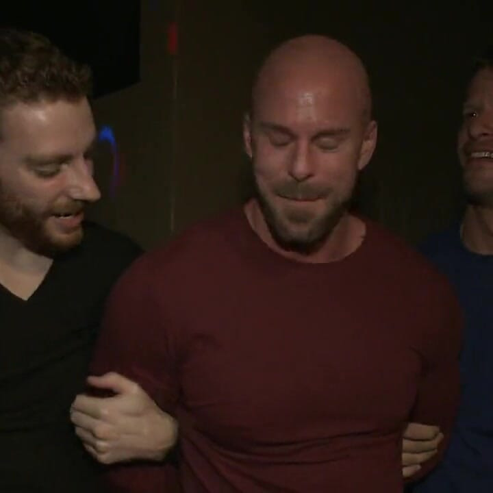 Muscle Stud Mitch Vaughn Tied up and Used in a Public Bar