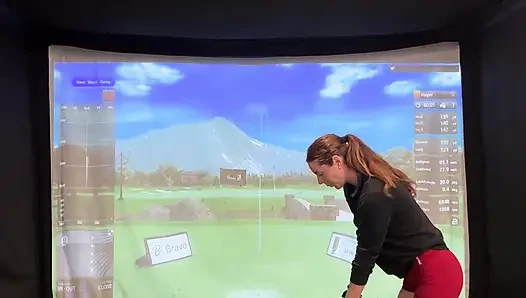 Trying to Golf in a Simulator with My Lush in! Trying Not to Cum While I Swing!