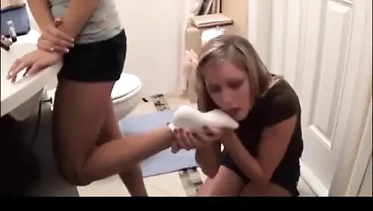 Sock sniffing in the restroom