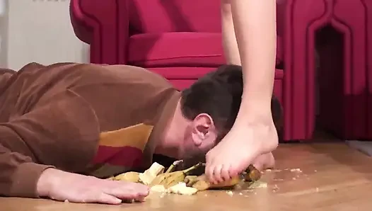 Crushing food for my slave to eat